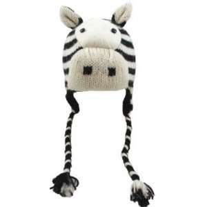  Delux Zebra Face Wool Pilot Animal Cap/Hat with Ear Flaps 