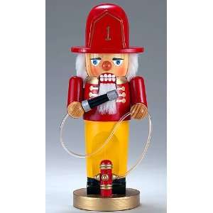 Wooden Fireman Christmas Nutcracker With Fire Hydrant and Hose 12
