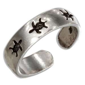  Sterling Silver Stamped Sea Turtle Toe Ring. Jewelry