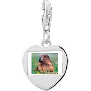  925 Sterling Silver Happy Digging Gopher Photo Heart Frame 