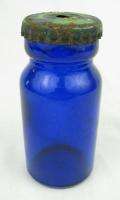 Vintage Hazel Atlas Cobalt Blue Glass Bottle Bull Dog  