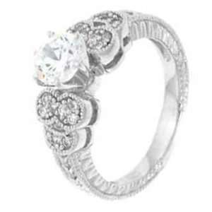   Engagement Ring With Round Cubic Zirconia in a Six Prong Setting