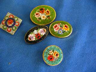 PC ESTATE LOT VINTAGE MICRO MOSAIC FLORAL PINS BROOCHES  
