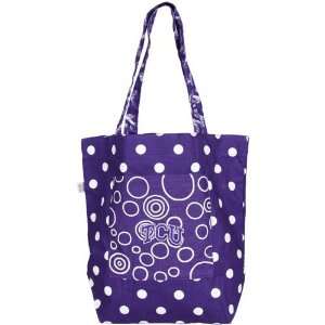Texas Christian Horned Frogs (TCU) Purple Polka Dot Small Canvas Tote 