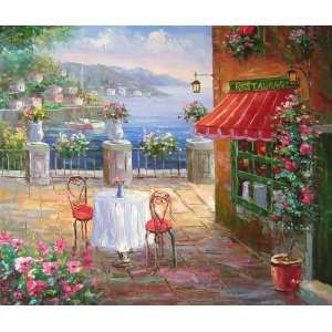   Painting   Café Italy   20x24   Hand Painted Canvas Art Everything