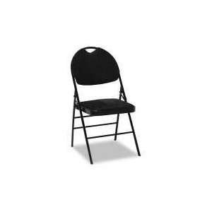   Padded Folding Chair, Black Microsuede / Black Frame, 4/Carton