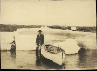 Kugruk River Alaska AK Man Mr. Coffin w/ Canoe Ice PHOTOGRAPH c1910 