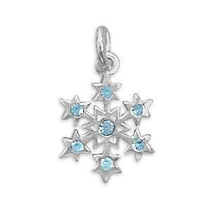  Small Aqua Crystal Snowflake Charm Jewelry