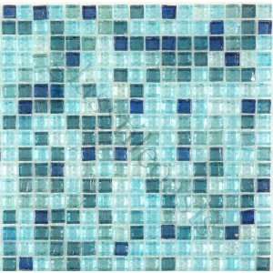  Green/Blue 3/8 x 3/8 Green Mini Squares Glossy Glass Tile 