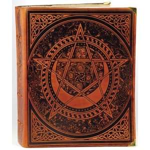   Celtic Spiral Pentagram Blank Book Honey Mead Brown 