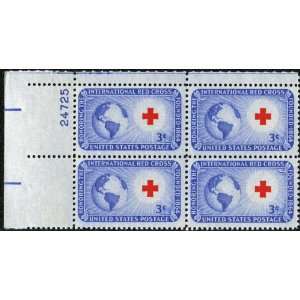 1016   1952 3c International Red Cross Postage Stamp Numbered Plate 