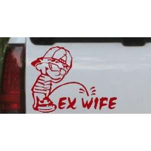 Red 12in X 9.3in    Pee on Ex Wife Funny Car Window Wall Laptop Decal 