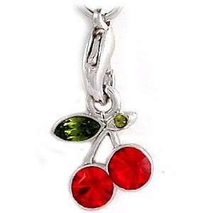  Red Green Crystal Cherry Cell Phone Charm Strap c233 
