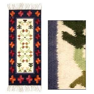 Wool rug, Heart of Flowers