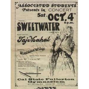  Sweetwater Taj Mahal Fullerton Original Concert Ad 1969 