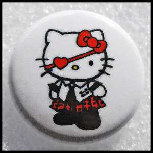 Goth, Pirate, Eye Patch Kitty   Hello Kitty   Button  