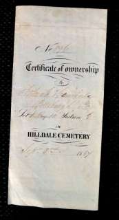 1864 antique JOHN HEMMERLE pittsburgh pa CEMETERY PAPER vignette 