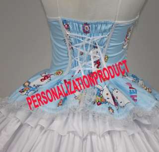 Sweet Gothic Lolita blue Cosplay Hello Kitty Pattern 6 Ballroom Corset 