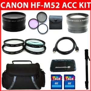  Professional Accessory Kit For Canon VIXIA HF M52 Flash 