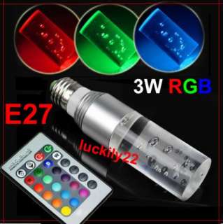   RGB Cyclinder Crystal LED Light Bulb Remote Control 16 Color  