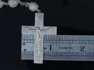 WHITE GOLD FINISH 7 CT DIAMOND JESUS ROSARY CHAIN CHARM  