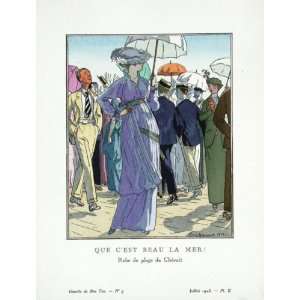 Fashion Print Bon Ton Gazette 1913   Que Cest Beau la Mer 