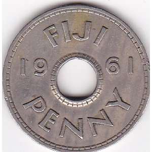  1961 Fiji One Penny Coin 