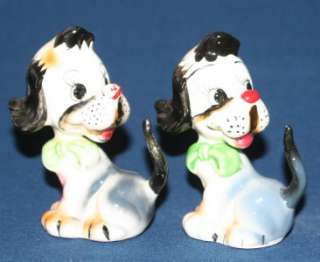 Vintage RARE Set Salt Pepper Shaker Dog Figurines Japan  