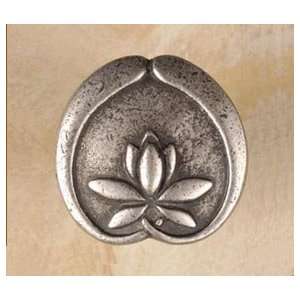 Asian Lotus Flower Cabinet Knob/Pull In Pewter (Small 