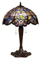Victorian Blues Tiffany Style Stained Glass Table Lamp Handcrafted 20% 
