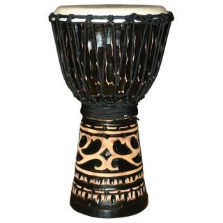 20x10 Antique Finished Intricate Hand Carved Djembe Drum by X8 Drums