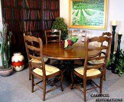 7PC Solid Maple Round Distressed French Country Dining Set  
