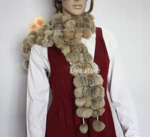    color new womens real rabbit fur winter warm long scarf shawl wrap