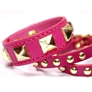  Pyramid Stud Wrap Bracelet   Hot Pink 