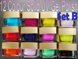12 Solid Colour Gold Box Nail Art UV Gel Polish B Set  