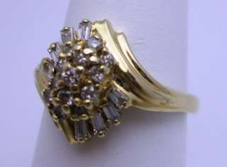 ct t.w. Round & Baguette Diamond Cluster Ladies 14k Yellow Gold 