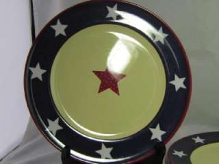 Three Sakura Evolution Melmac Dinner Plates Star design Red, blue 