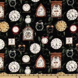  44 Wide An Appointed Time Old Timer Clock Black Fabric 