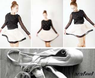 Pearl blouse top Pearlescent Bead white black chiffon  