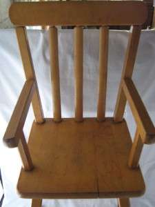 Vintage Wooden Brown Doll High Chair  