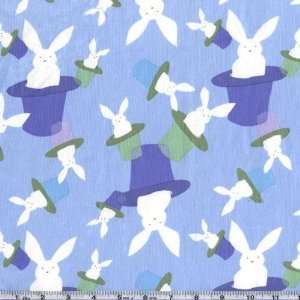  45 Wide Magic Rabbits Out Of A Hat Sky Blue Fabric By 