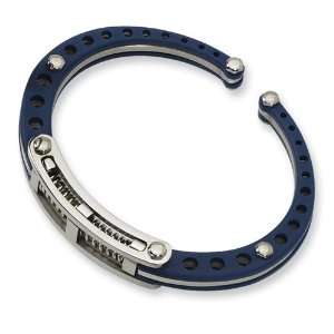  Stainless Steel Blue PVC Hinged Bangle Jewelry