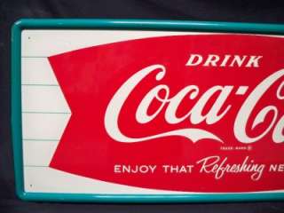 VINTAGE ORIGINAL COCA COLA ADVERTISING SIGN COKE FISH TAIL 1963 MINT 