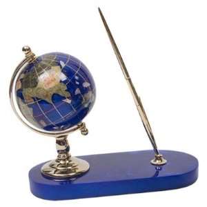  Lapis 3 in. Gemstone Globe Pen Desk Set