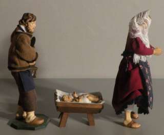 Size are  Joseph 8 inches, Mary 7 inches and Jesus 3 inches.