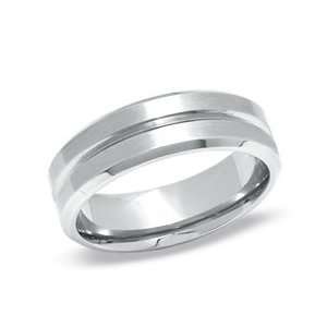 Mens Stainless Steel Lined Wedding Band   Size 10 PLATINUM MNS RGS