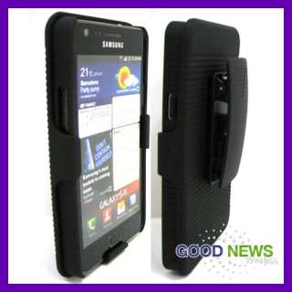   Samsung Galaxy S2 i9100   Black Rubberized Hard Case+Belt Clip Holster