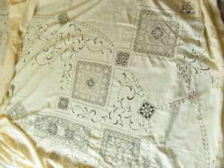   19th C Antique ITALIAN LACE Tablecloth King Bed Cover 116x150  