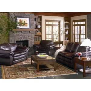  Ashur Brown Leather Match 3PC Living Room Group