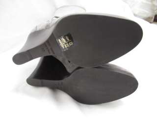   & Gabbana Gray Suede Silver Stud Zip Up Wood Wedge Boots 37  